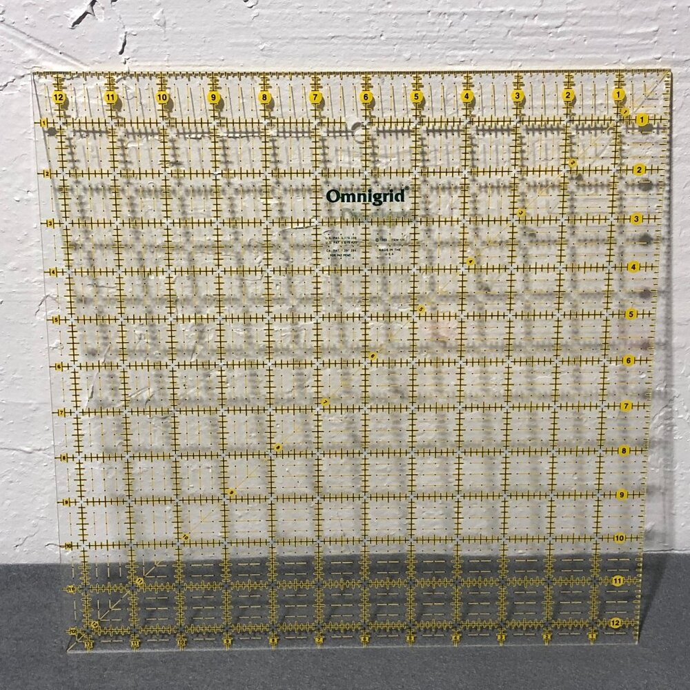 12 1/2"x 12 1/2" Square Omnigrid Quilters Ruler #125 made in USA